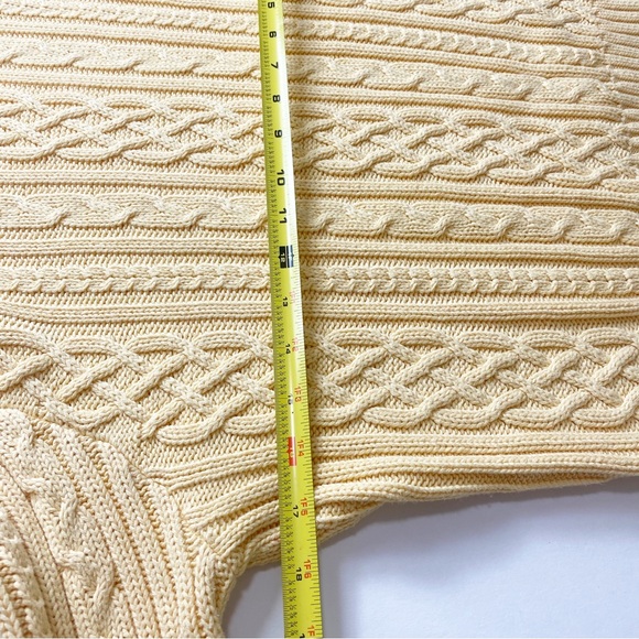 Wainscott Mustard Yellow Cableknit Cotton Sweater Size Large - Picture 6 of 9